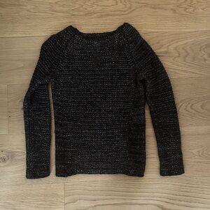 Maje Black Metallic Crewneck Sweater